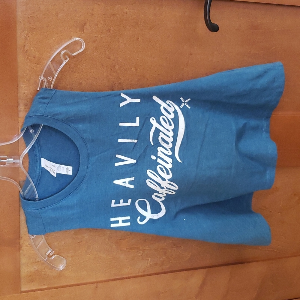 Cropped tank top New without tags. Teal HEAVILY CAFFEINATED by Bella+Canvas